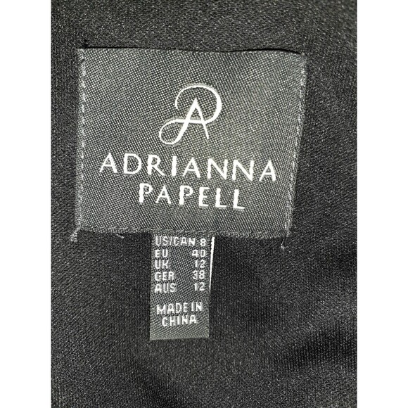 ADRIANNA PAPELL Size 8 Sheath Dress Black Purple Floral Short Sleeve Tiered - Picture 6 of 6